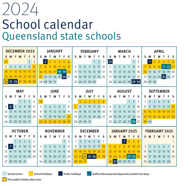 2024 School Calendar Queensland State Schools Quinn Kerrin